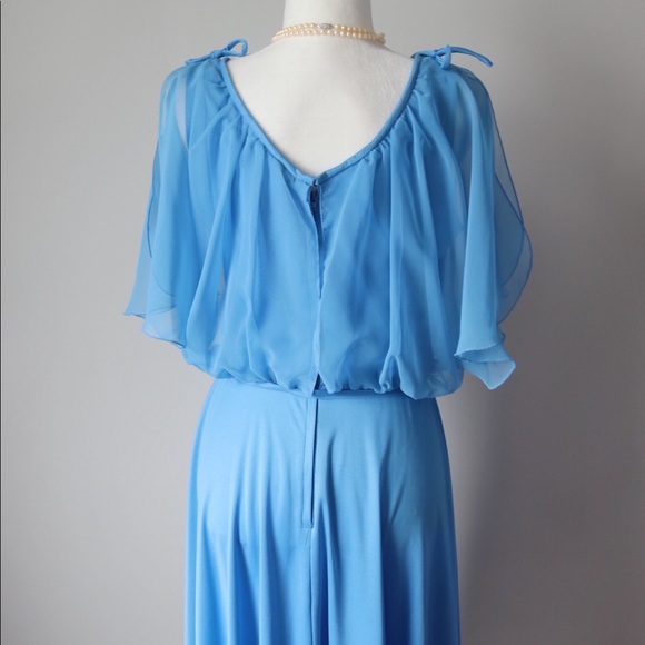 Vintage 60's/70's tea length blue dress - Picture 6 of 8